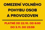 Ilustrační foto - Omezený volný pohyb osob a provoz maloobchodů a služeb vchází v platnost od čtvrtka 22. října