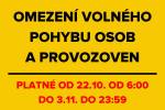 Ilustrační foto - Omezený volný pohyb osob a provoz maloobchodů a služeb vchází v platnost od čtvrtka 22. října