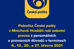 Sobotní provoz České pošty v Mnichově Hradišti se v březnu ruší Ilustrační foto - Sobotní provoz České pošty v Mnichově Hradišti se v březnu ruší